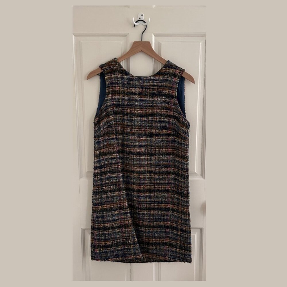 Eleanor Leftwich Mini Harriet Dress in Metallic Rainbow Tweed- NWT XS